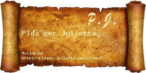 Pláger Julietta névjegykártya